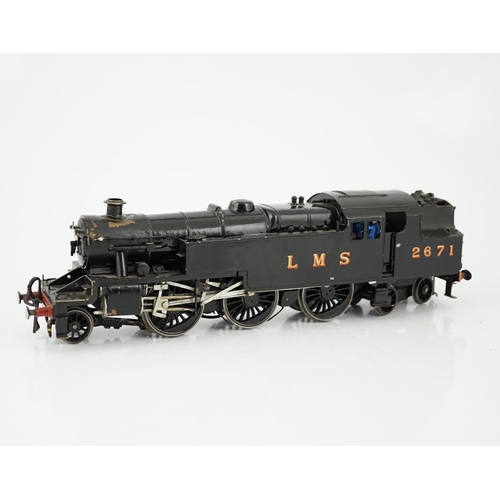 275 - A brass kit-built LMS 2-6-4T Stanier Tank locomotive, 2671, for 2-rail running, in unlined black liv... 