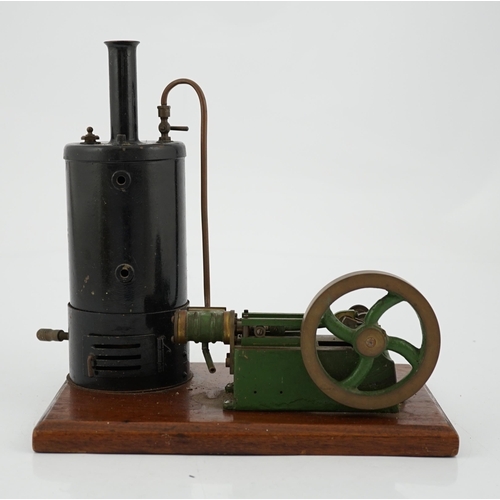 278 - A Stuart Turner style stationary steam plant, with vertical boiler with fittings for a water sight g... 