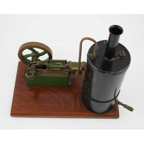 278 - A Stuart Turner style stationary steam plant, with vertical boiler with fittings for a water sight g... 