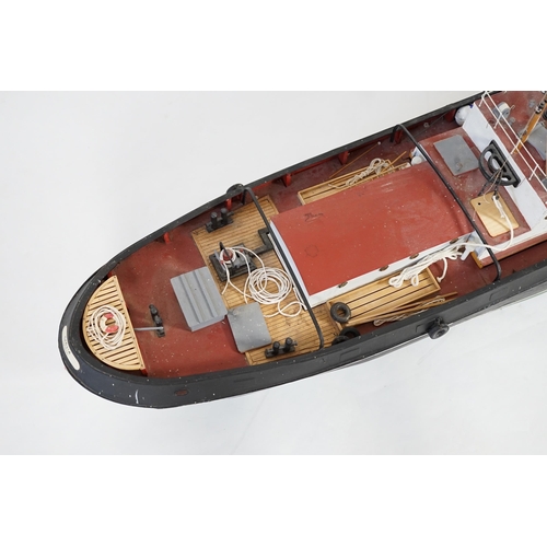 285 - A kit built Maxwell Hemmens pond yacht style model of a 1930s Thames Tug after the firm Watkin & Son... 