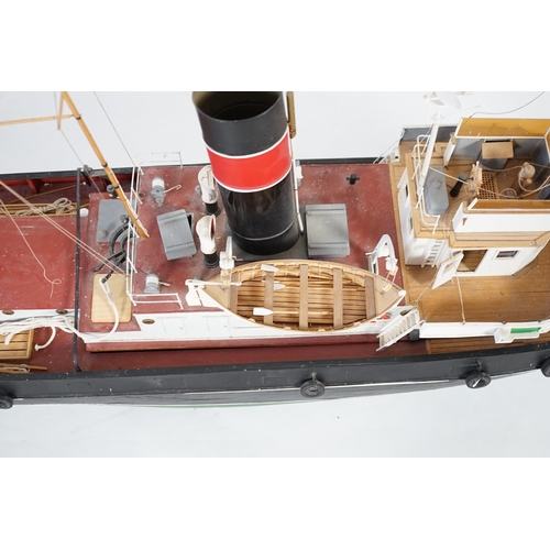 285 - A kit built Maxwell Hemmens pond yacht style model of a 1930s Thames Tug after the firm Watkin & Son... 