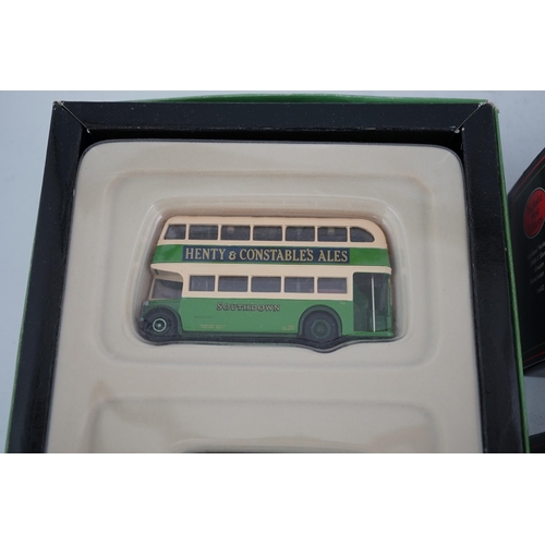 302 - Thirty-two boxed EFE diecast buses, coaches, gift sets, etc. and one Britbus, operators including; E... 