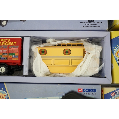 304 - Six boxed Corgi Classics Chipperfields Circus vehicles including; a Scammell Highwayman and trailer,... 