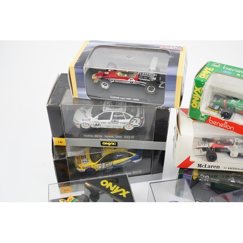 305 - Thirty-seven boxed diecast motor racing related models by Onyx, Atlas Editions, etc. including 1:43 ... 