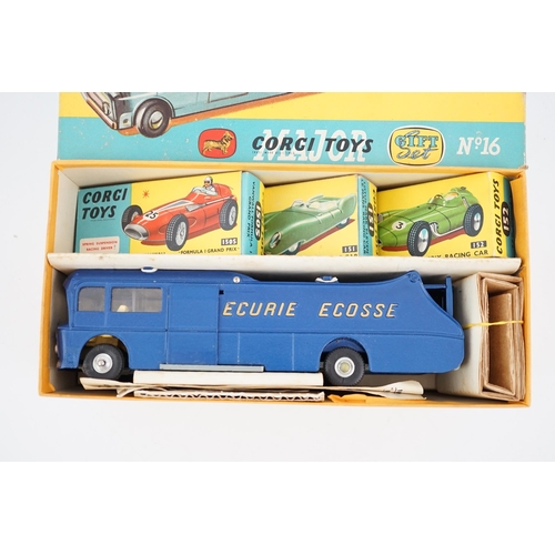 316 - A boxed Corgi Major Toys Ecurie Ecosse Racing Car Transporter and three racing cars, Gift Set No.16;... 