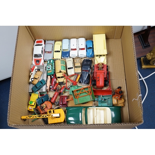 317 - Twenty-seven Dinky Toys and French Dinky Toys, together with other diecast vehicles by Spot-On, Corg... 