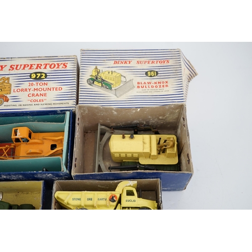 318 - Thirteen Dinky Toys and Supertoys, etc. including; an MGB (113), a Riley Pathfinder, a Triumph Heral... 