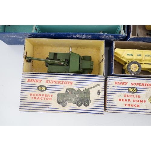 318 - Thirteen Dinky Toys and Supertoys, etc. including; an MGB (113), a Riley Pathfinder, a Triumph Heral... 