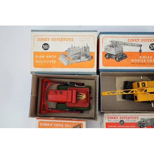 320 - Five boxed Dinky Supertoys and Dinky Toys; a Breakdown Lorry (25x) dark grey with dark blue back, a ... 