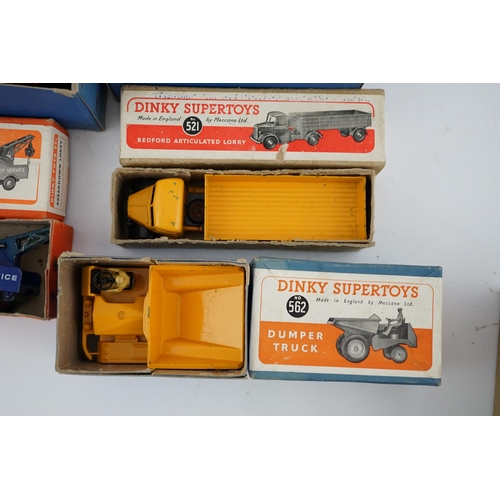 320 - Five boxed Dinky Supertoys and Dinky Toys; a Breakdown Lorry (25x) dark grey with dark blue back, a ... 