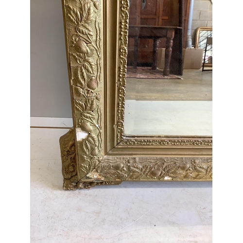 33 - A late 19th century French giltwood and composition wall mirror, re-painted, width 81cm, height 122c... 