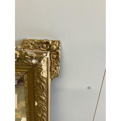 33 - A late 19th century French giltwood and composition wall mirror, re-painted, width 81cm, height 122c... 