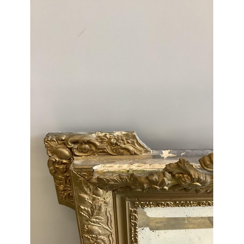 33 - A late 19th century French giltwood and composition wall mirror, re-painted, width 81cm, height 122c... 