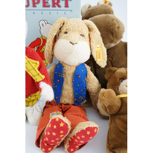 338 - Four Steiff toys including Boxer dog and Rupert Bear