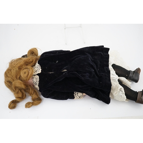 352 - A Kramer & Reinhard/S&H bisque head doll, pierced ears, original wig, clothes and shoes, 52cm