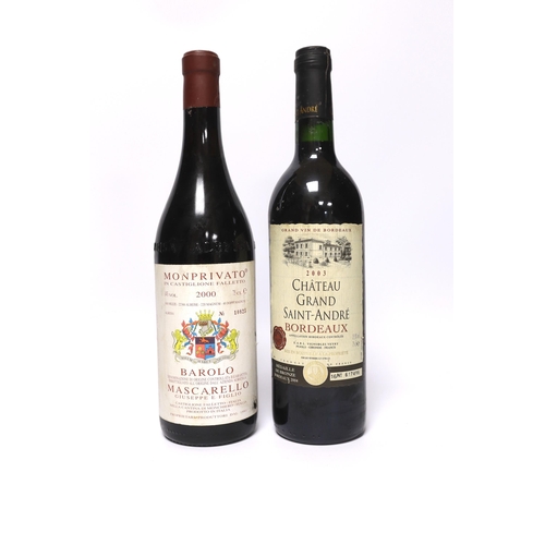 404 - A bottle of Chateau Grand Saint-André Bordeaux 2004 and a bottle of Monprivato Barolo Mascarello 200... 