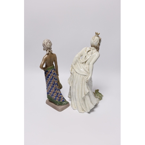 415 - A Dahl Jensen, Copenhagen model of a Balinese female, initialled EK, numbered 1117 and a Rosenthal f... 