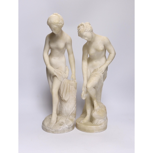 435 - A pair of early 20th century Italian alabaster figures, 38cm