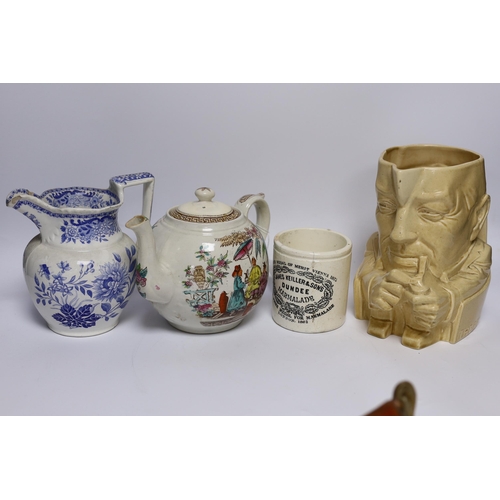 457 - A mixed collection of porcelain to include a pair of transfer printed blue and white verse plates, M... 