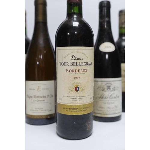 464 - Six bottles of red wine - two bottles of Chateau Tour Bellegrave 2003, a bottle of Baron De Ley Rioj... 