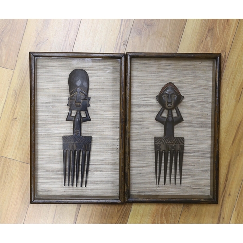 473 - A pair of framed Ashanti combs