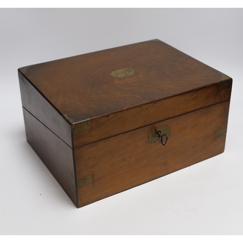 476 - A tambour stationery box and a walnut writing slope, widest 34.5cm