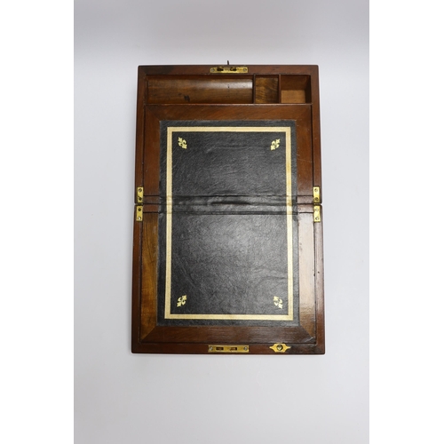 476 - A tambour stationery box and a walnut writing slope, widest 34.5cm