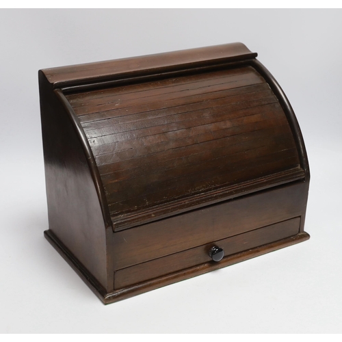 476 - A tambour stationery box and a walnut writing slope, widest 34.5cm