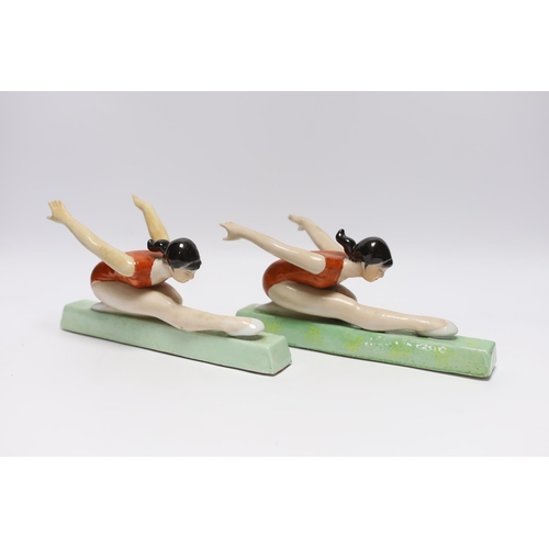 487 - A pair of Chinese Cultural Revolution figures of ballerinas, 23.5cm long