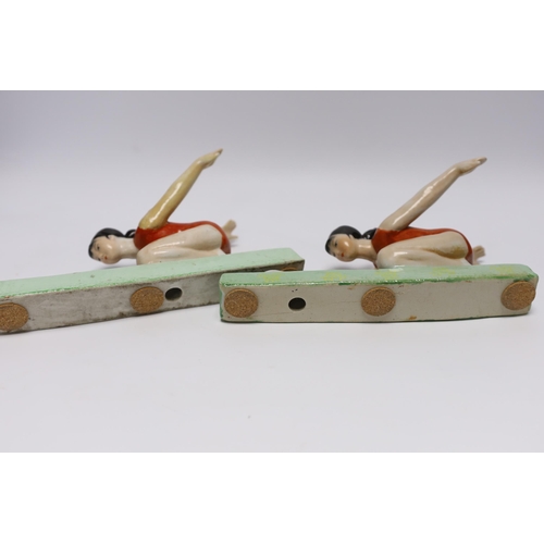 487 - A pair of Chinese Cultural Revolution figures of ballerinas, 23.5cm long