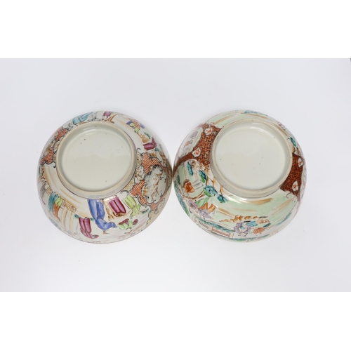 488 - Two 18th century Chinese export famille rose bowls, largest 23cm diameter