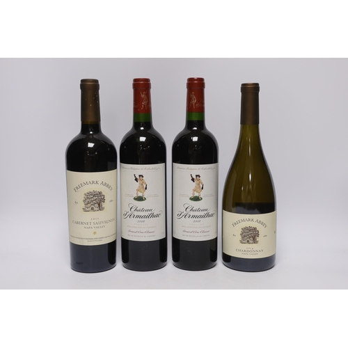 516 - Two bottles of Chateau dArmailhac 2008, a bottle of Freemark Abbey Cabernet Sauvignon Napa Valley 2... 