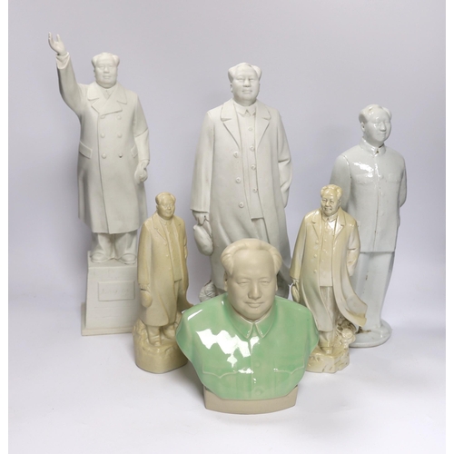 541 - Six 20th century Chinese porcelain figures of Mao Zedong, largest 35cm high