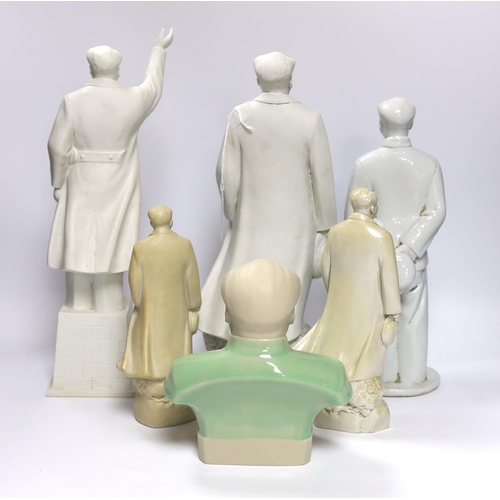 541 - Six 20th century Chinese porcelain figures of Mao Zedong, largest 35cm high