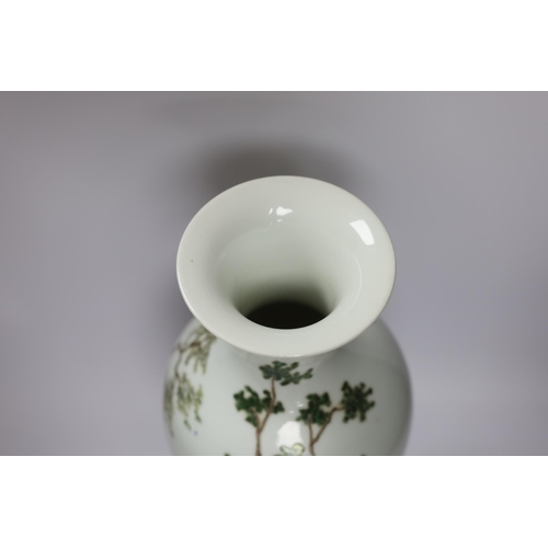 546 - A Chinese European subject famille rose vase, with stand, 45cm high including stand