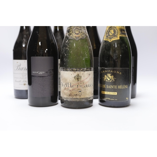 547 - Six bottles of wine and three bottles of champagne including a  bottle of 2014 Barolo, two bottles o... 