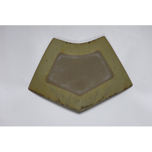 557 - A Studio pottery dish from The Roundhouse, Tutbury, 32cm