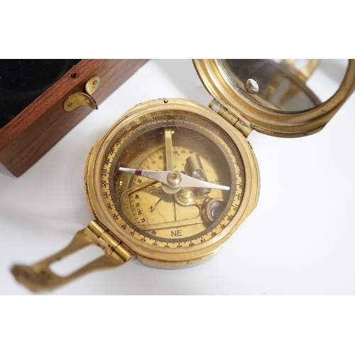 595 - A gilt metal circular pocket barometer by Gallagher and Co., New Bond Street, London (lacks case) an... 