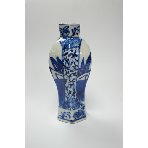 608 - A small Chinese blue and white hexagonal vase, 19th century, 14cm