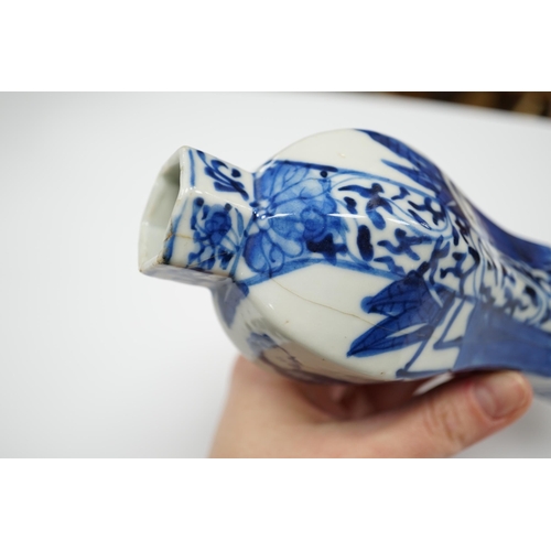 608 - A small Chinese blue and white hexagonal vase, 19th century, 14cm