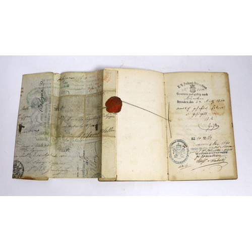 629 - A 19th century German leather bound passport