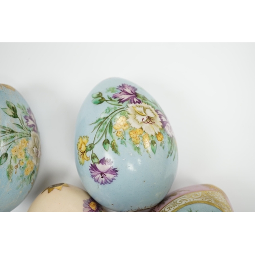 630 - Four Russian porcelain Easter eggs, 19th century, 11cm high