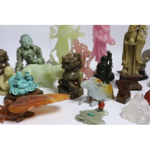 634 - A quantity of Chinese hardstone and resin carvings