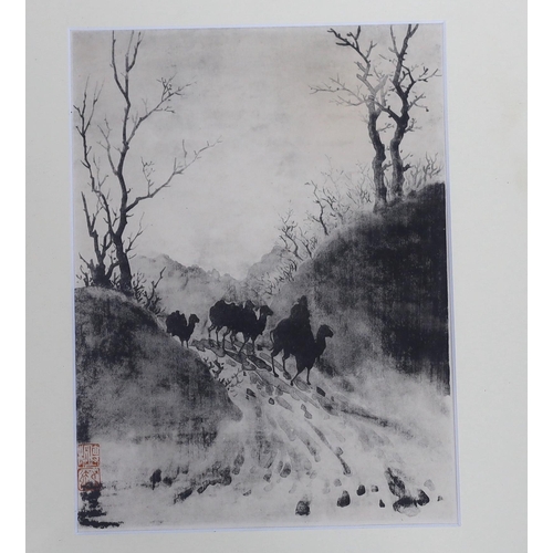 689 - Two Chinese monochrome prints including one after Xu Beihong (1895-1953), Study of a horse, largest ... 