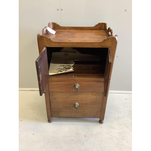 69 - A Georgian mahogany tray top commode now converted with drawer and cupboard, width 50cm, depth 45cm,... 