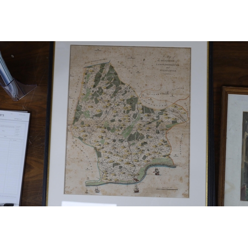 694 - Four 18th / 19th century Maps of the Hundreds including Loningborough & Folkestone together with ... 