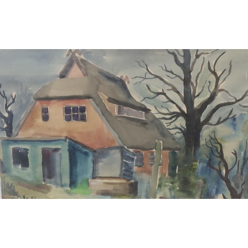 696 - W Loschke, pair of watercolours, Street scenes, each signed and dated 52, 27 x 38cm