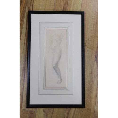 702 - John Frye Bourne (1912-1991), pencil sketch, Nude study, unsigned, stamped Mar 1931, details verso, ... 