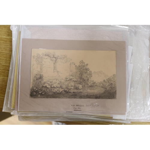 711 - A collection of 19th century pencil sketches, Landscapes including some by John Hodgson, Scottish lo... 