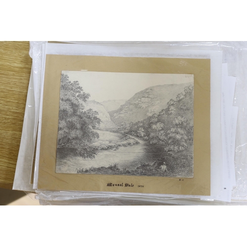 711 - A collection of 19th century pencil sketches, Landscapes including some by John Hodgson, Scottish lo... 